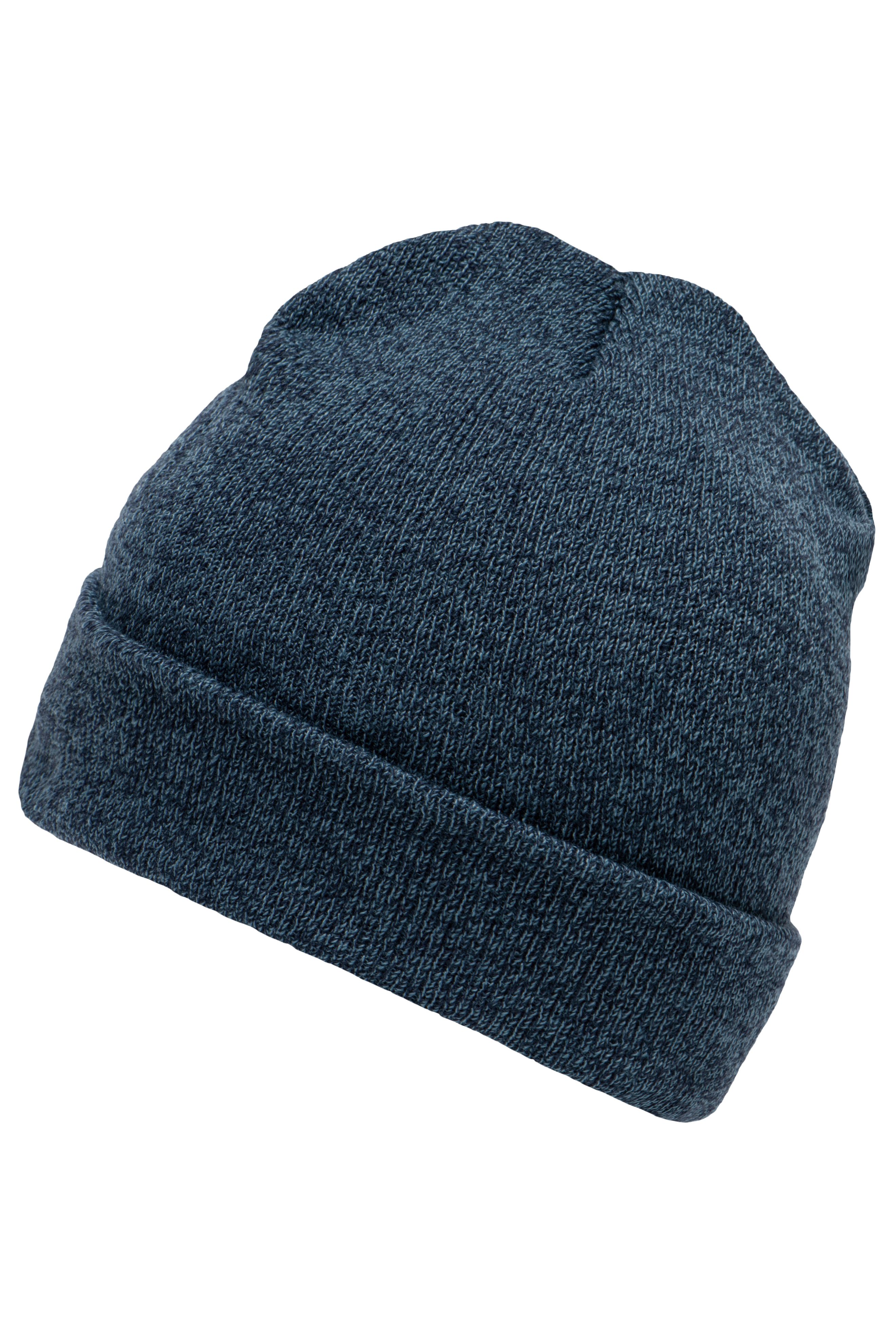 Melange Beanie MB7122 Melierte Strickmütze mit Umschlag