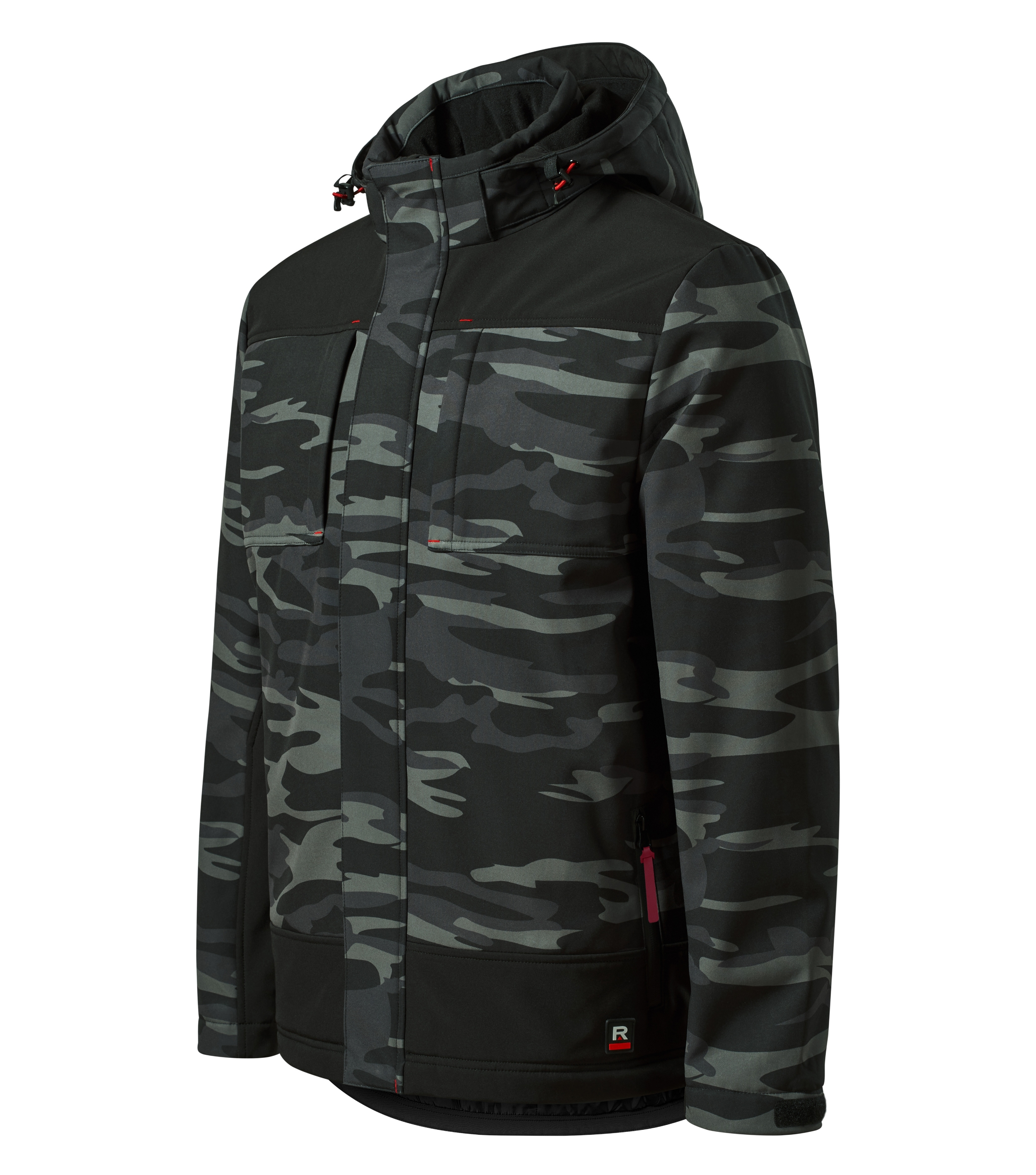 Winterjacke für Herren - VERTEX CAMO W56 - 3-lagiges warmes Softshell mit Membran und abnehmbare, verstellbare Kapuze mit Futter - warme Softshelljacke Outdoor