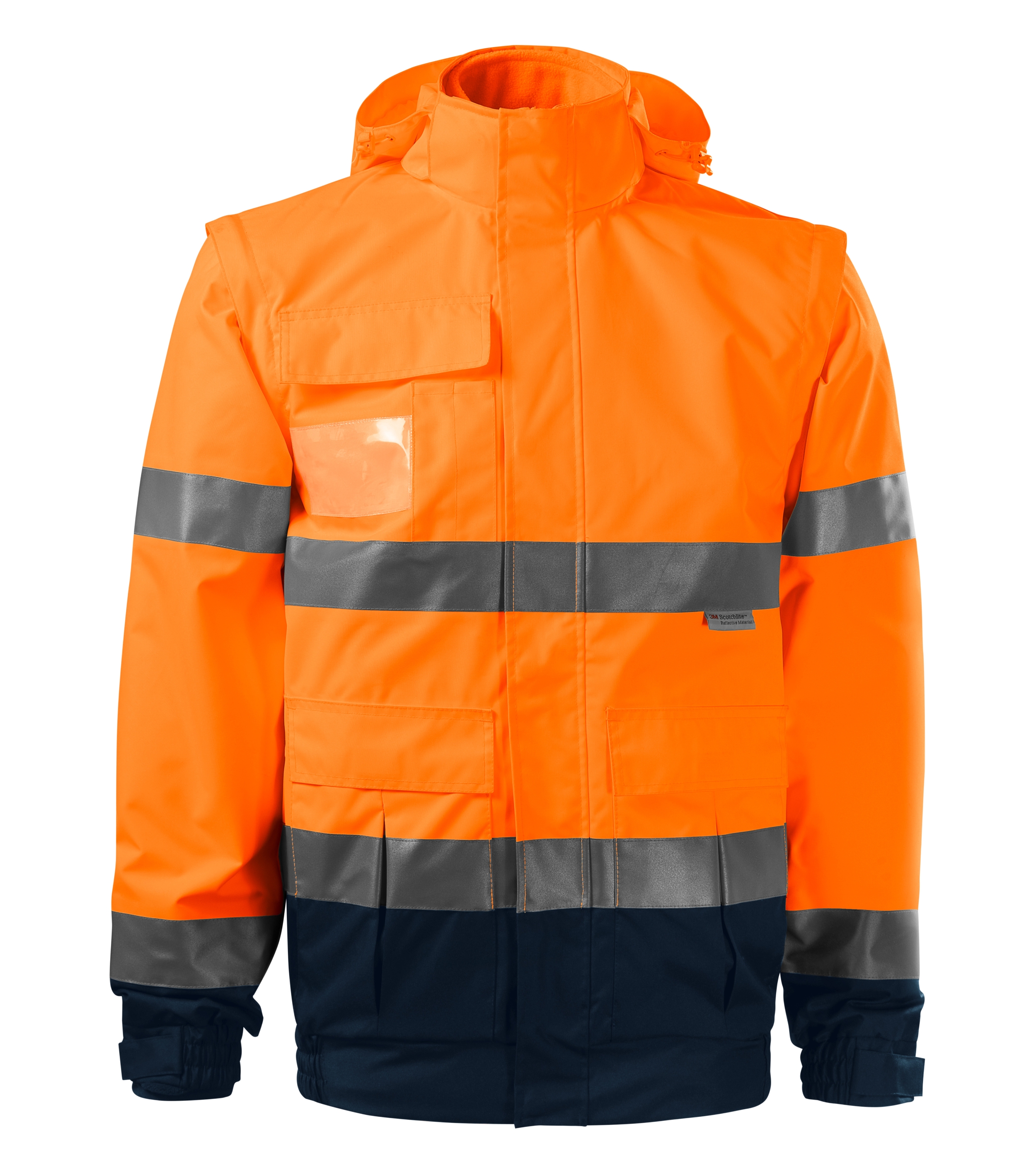 Arbeitsjacke für Damen und Herren - HV GUARD 4 IN 1 5V2 -  hochsichtbare Warnjacke mit wasserdichtem und atmungsaktivem Material - Unisex  Warnschutzjacke in gelb und orange 