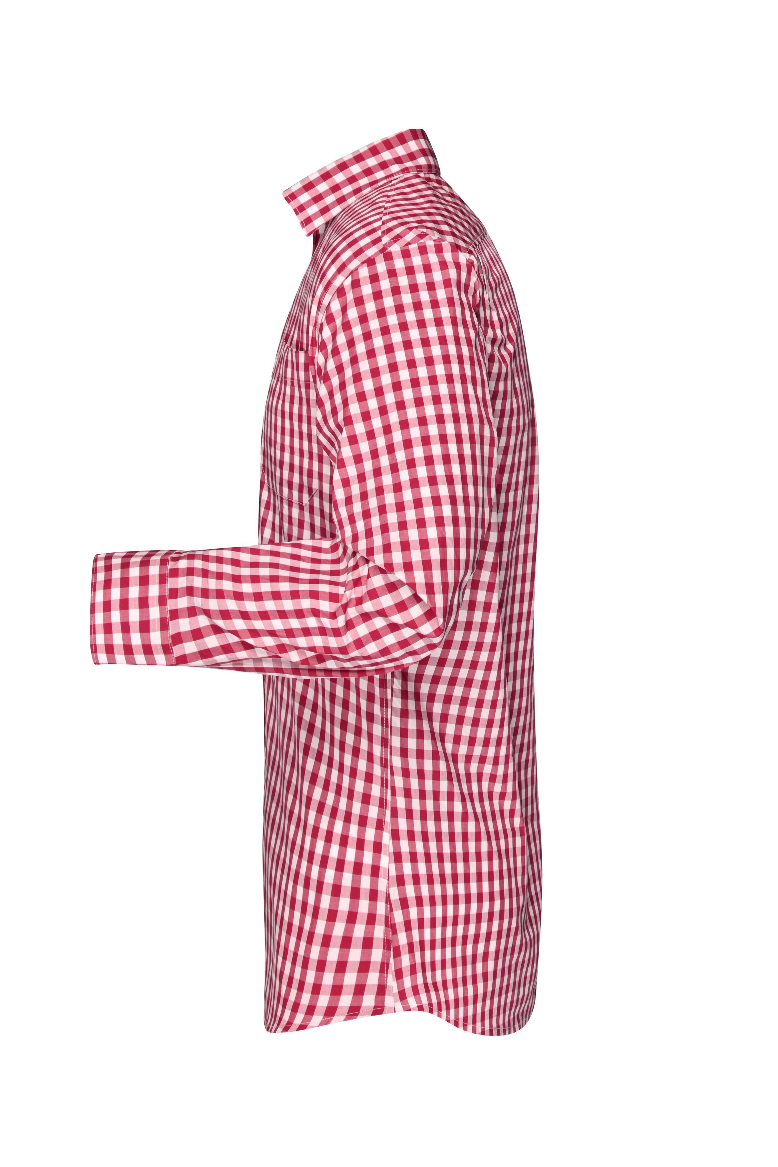 Men's Checked Shirt JN617 Modisches Karoshirt mit Uni-Einsätzen an Kragen und Manschette