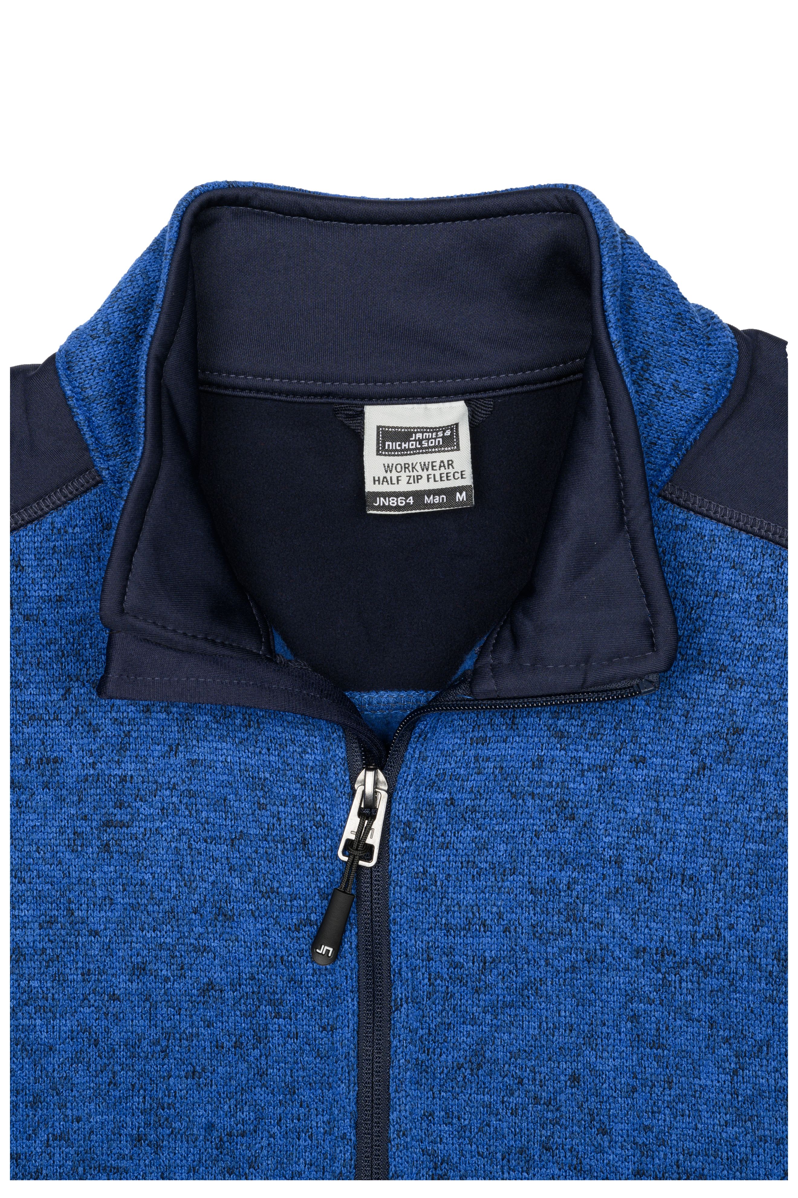 Men's Knitted Workwear Fleece Half-Zip - STRONG - JN864 Pflegeleichter Strickfleece Troyer im Materialmix