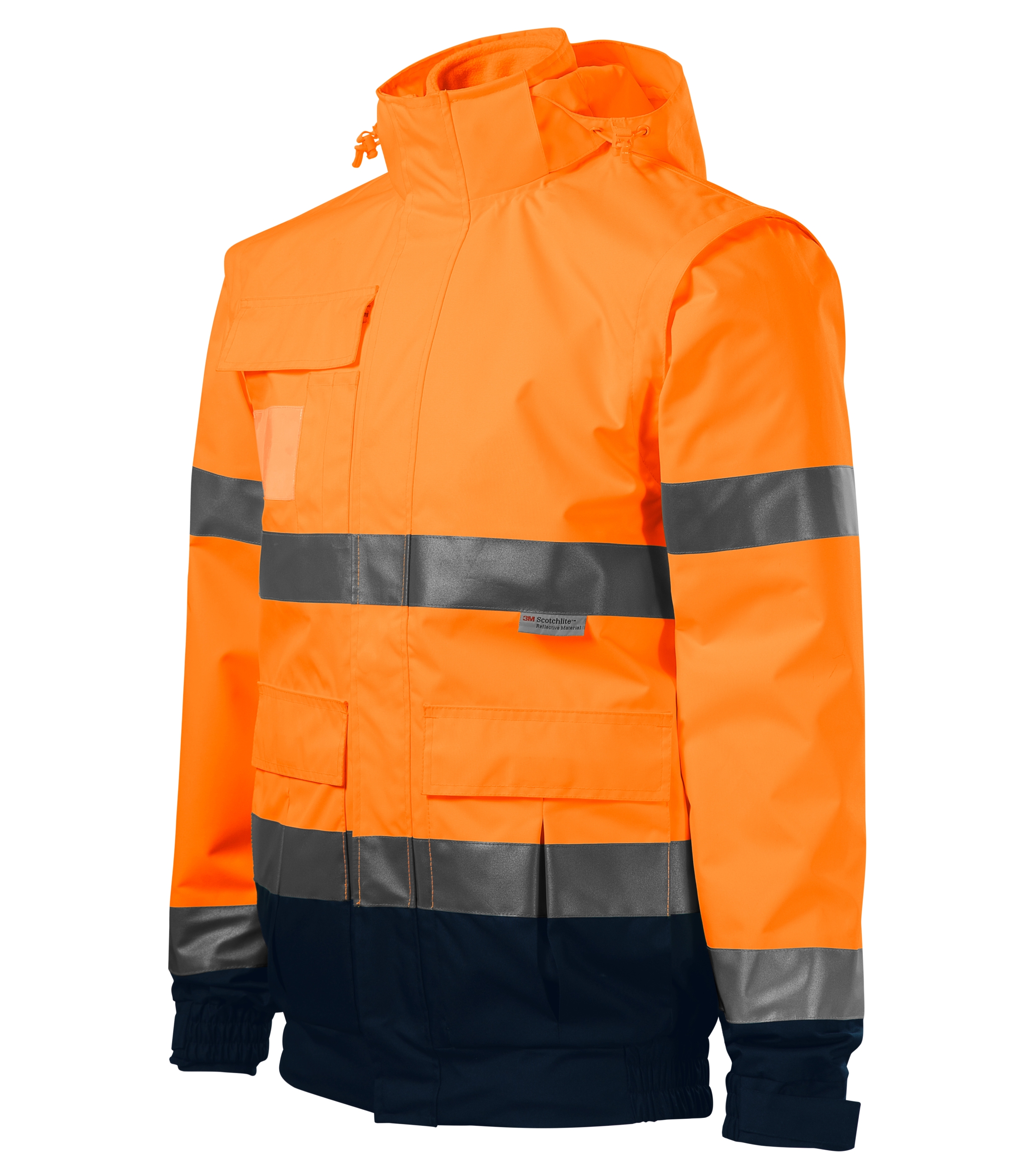 Arbeitsjacke für Damen und Herren - HV GUARD 4 IN 1 5V2 -  hochsichtbare Warnjacke mit wasserdichtem und atmungsaktivem Material - Unisex  Warnschutzjacke in gelb und orange 