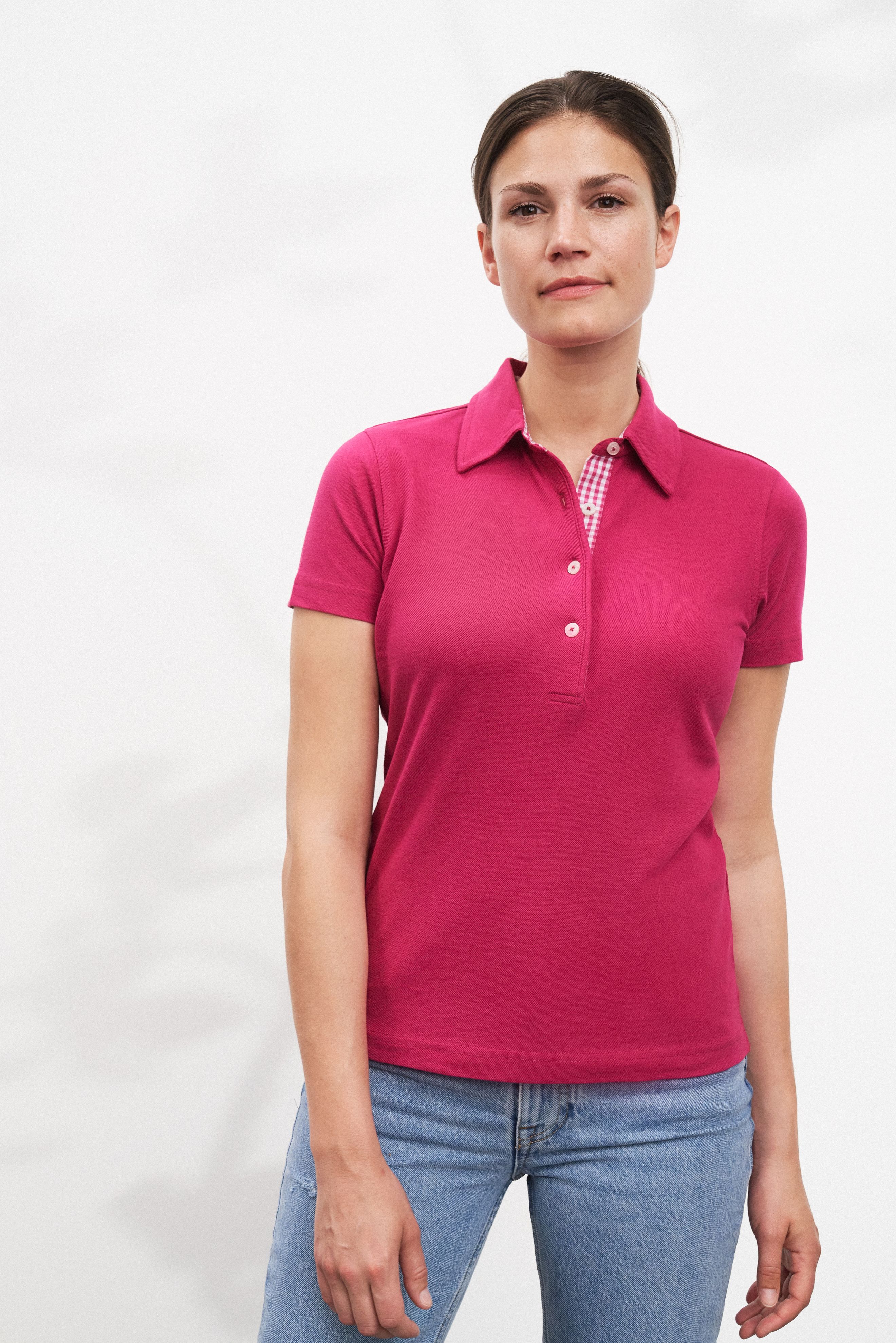 Ladies' Plain Polo JN969 Polo mit konfektioniertem Kragen