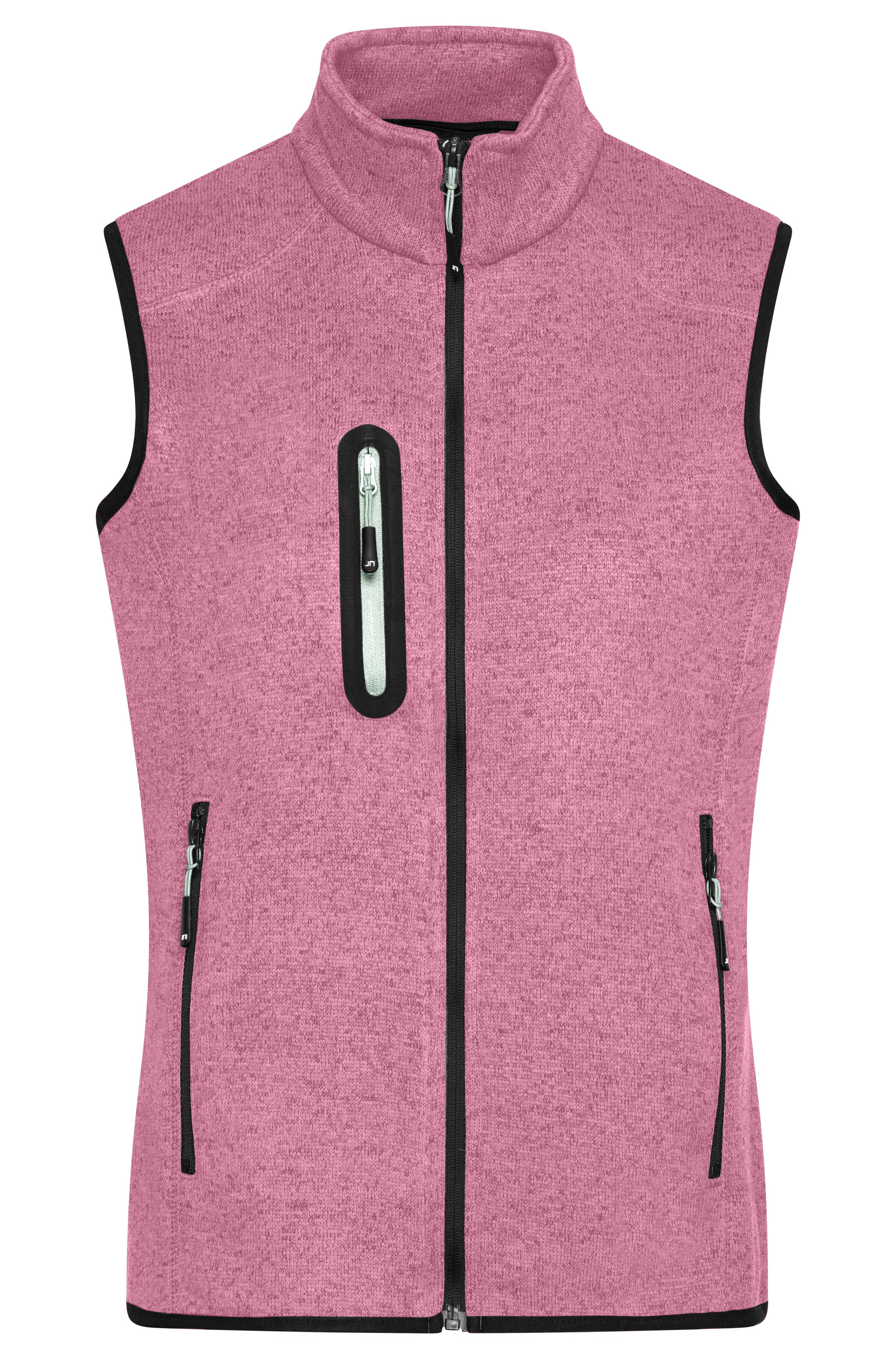 Ladies' Knitted Fleece Vest JN773 Strickfleece Weste mit Stehkragen