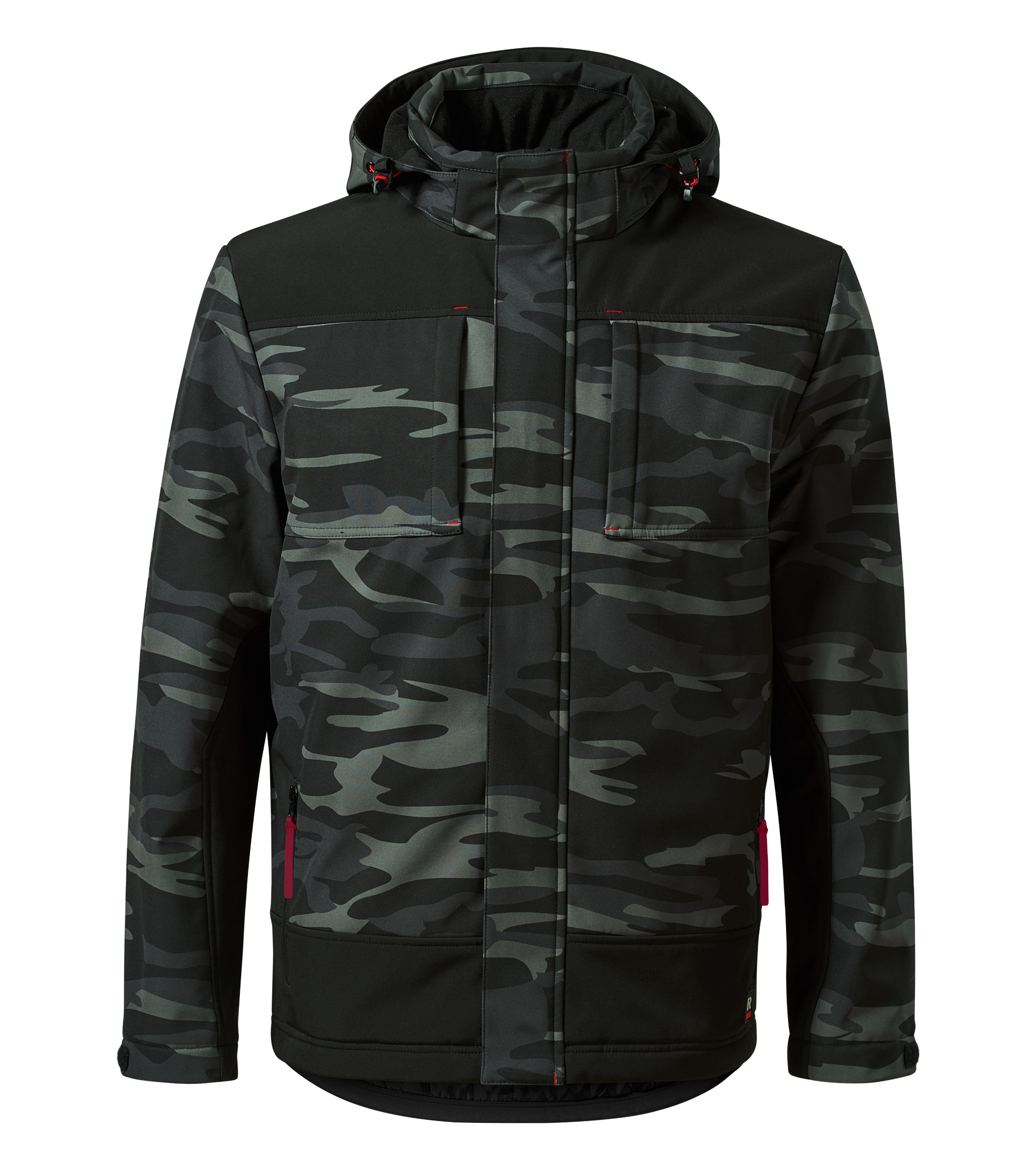 Winterjacke für Herren - VERTEX CAMO W56 - 3-lagiges warmes Softshell mit Membran und abnehmbare, verstellbare Kapuze mit Futter - warme Softshelljacke Outdoor