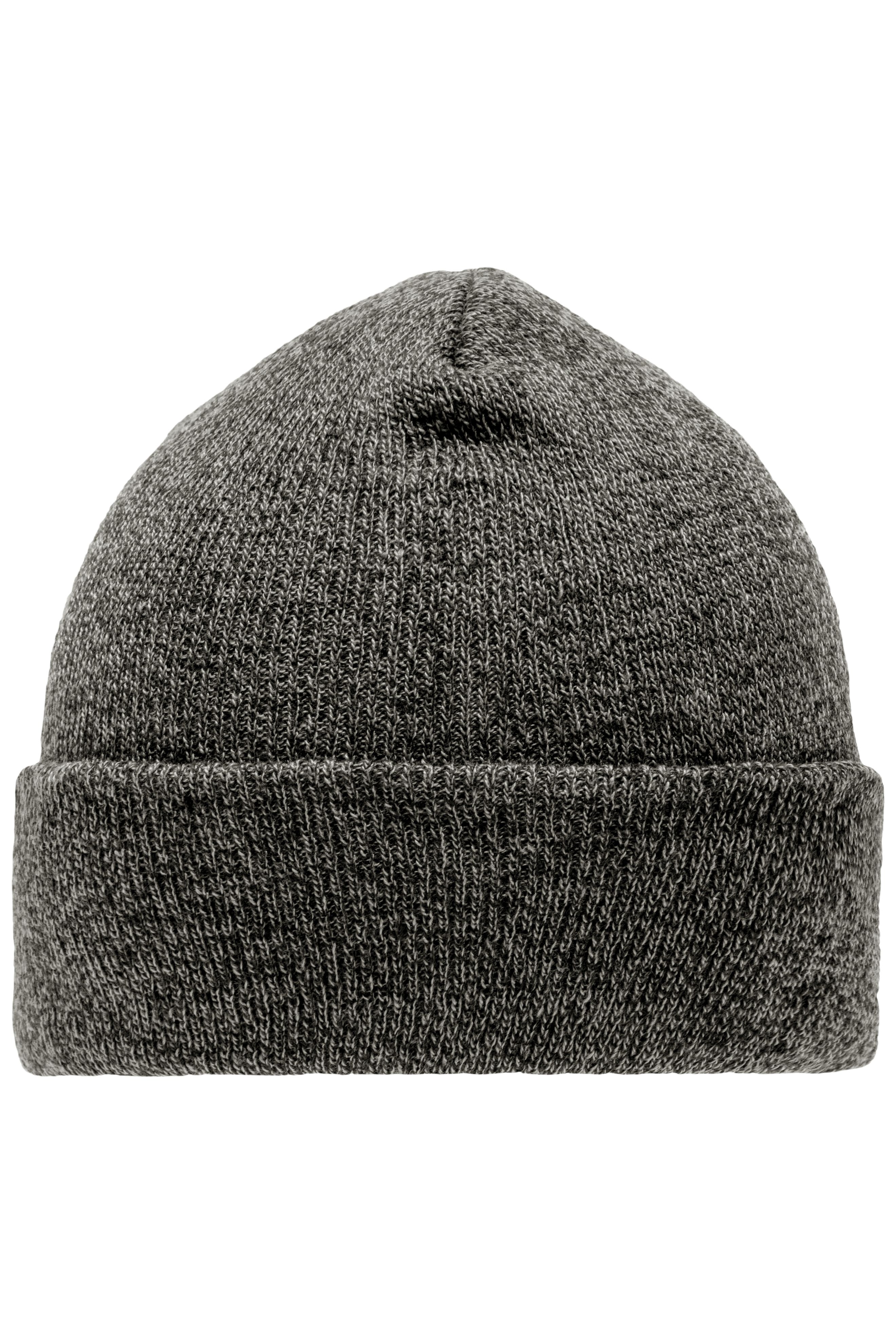 Melange Beanie MB7122 Melierte Strickmütze mit Umschlag