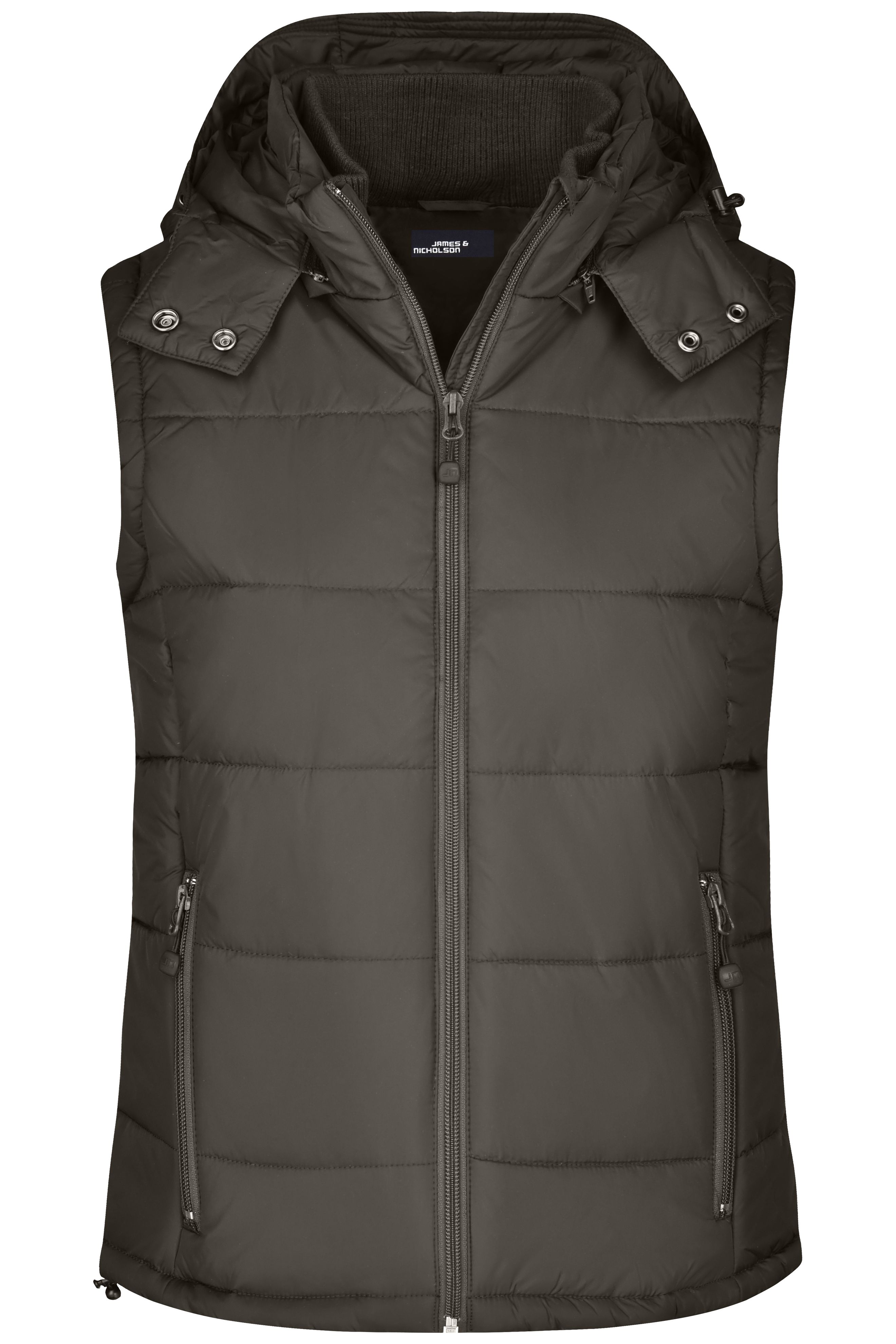 Ladies' Padded Vest JN1005 Modische Steppweste mit abnehmbarer Kapuze