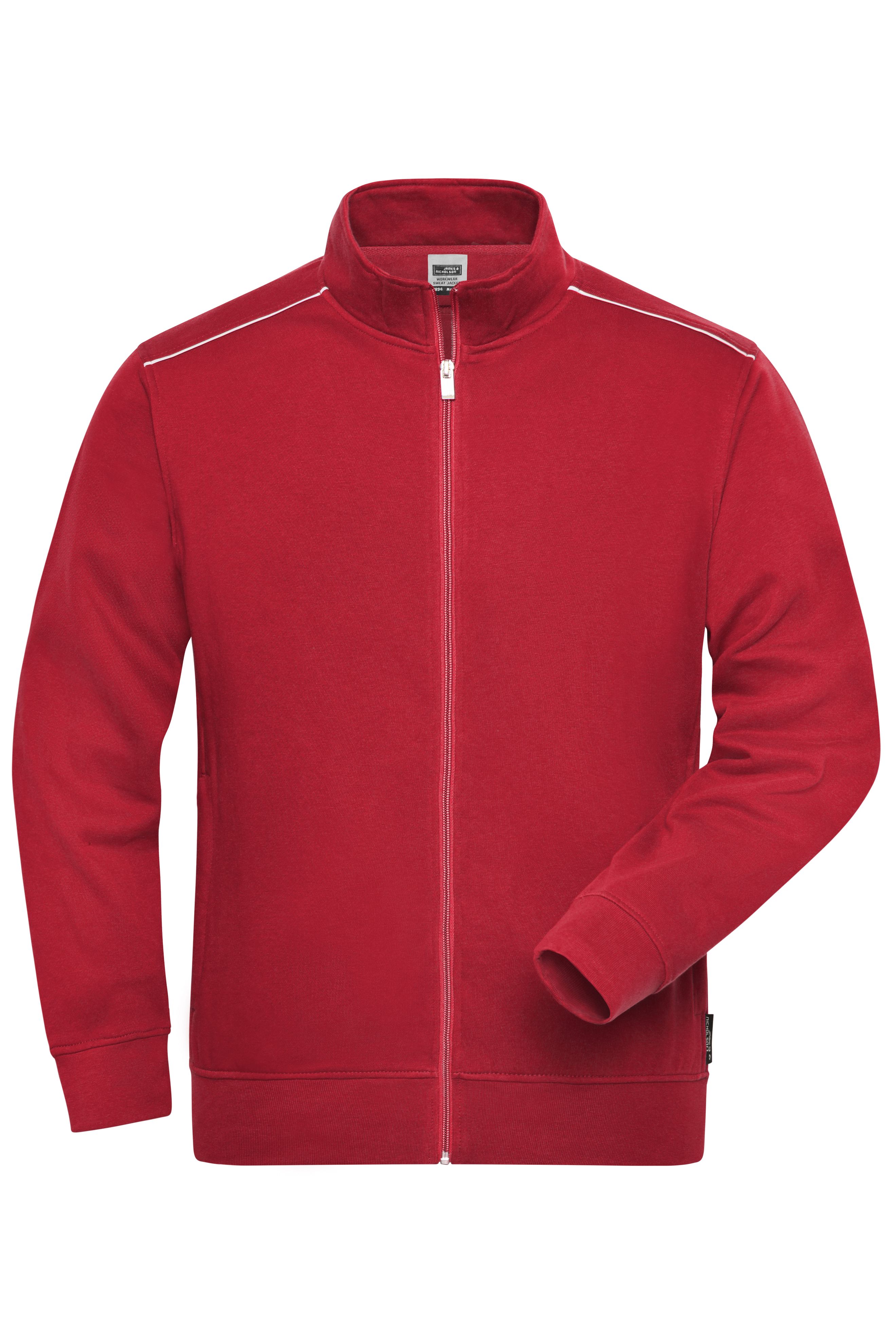 Men's Workwear Sweat-Jacket - SOLID - JN894 Sweat-Jacke mit Stehkragen und Kontrastpaspel