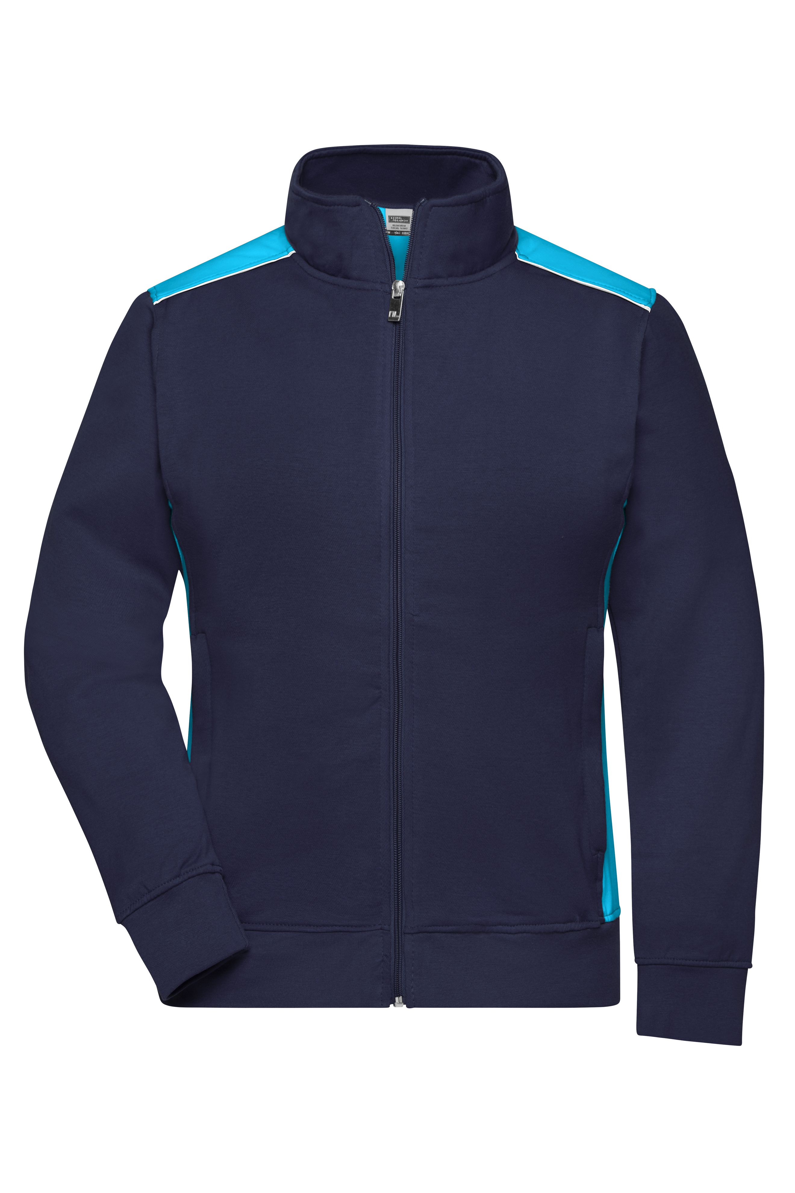 Ladies' Workwear Sweat Jacket - COLOR - JN869 Sweat-Jacke mit Stehkragen und Kontrasteinsätzen