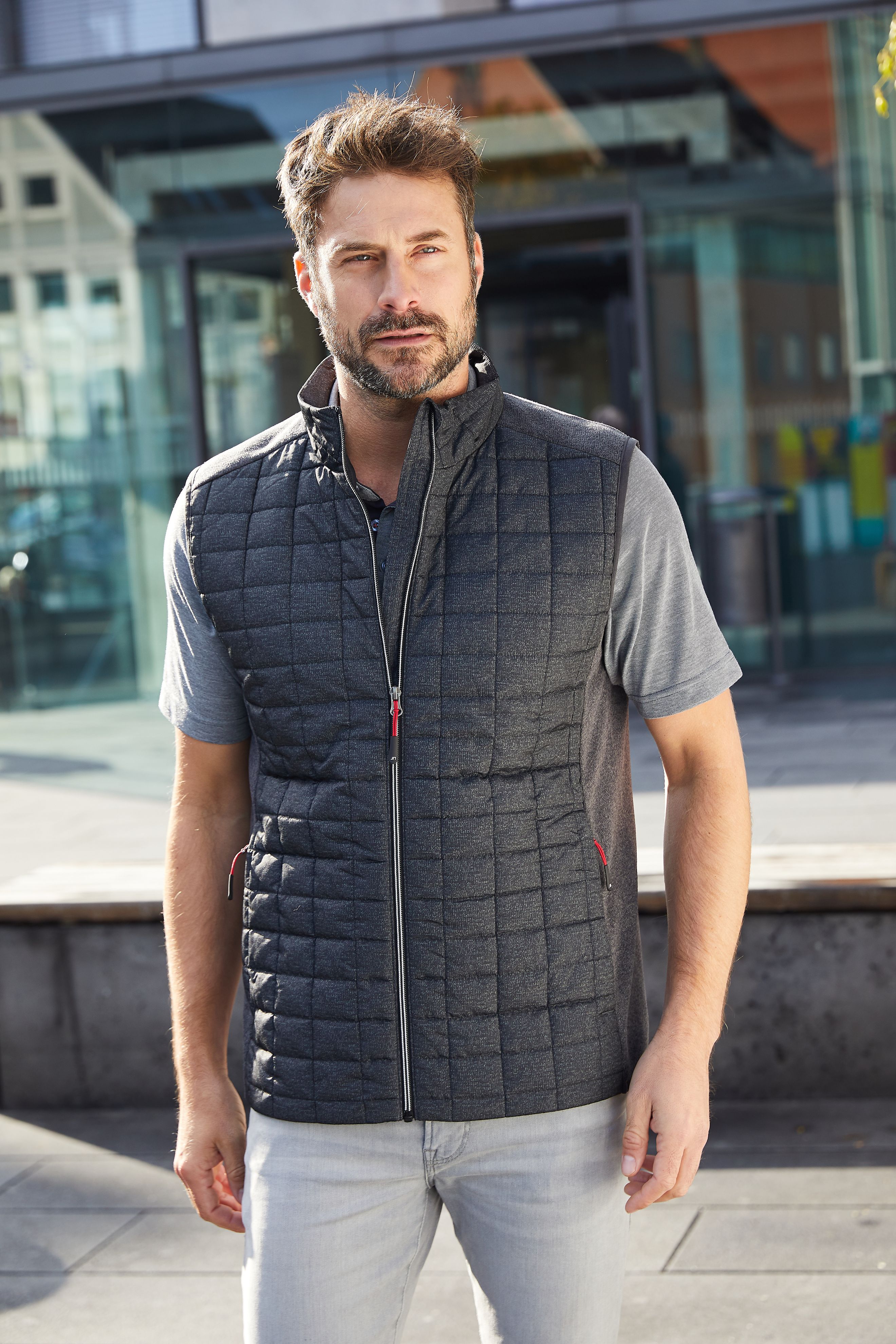 Men's Knitted Hybrid Vest JN740 Weste im stylischen Materialmix