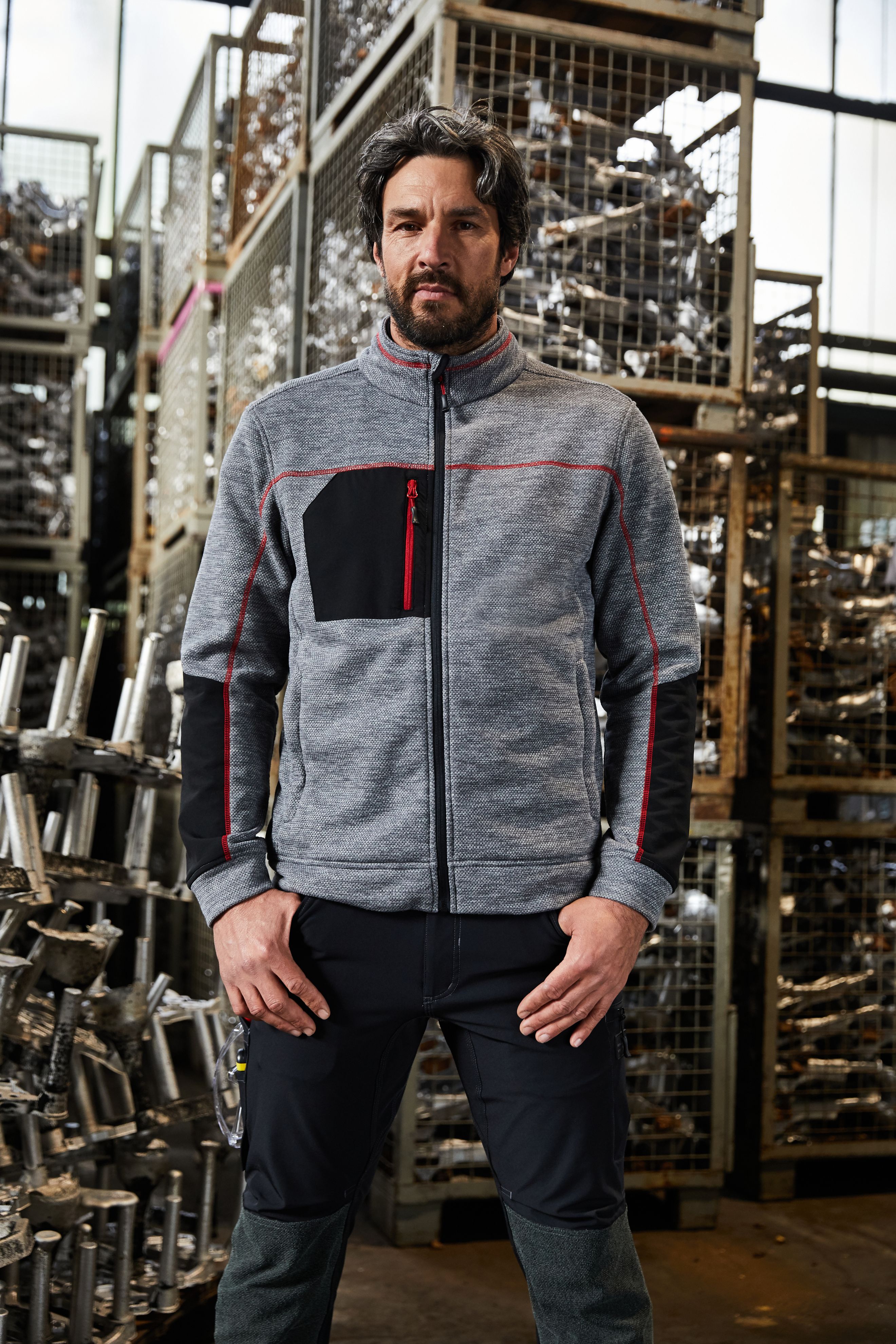 Men's Structure Fleece Jacket JN1818 Pflegeleichte Strick-Fleecejacke für Arbeit und Freizeit