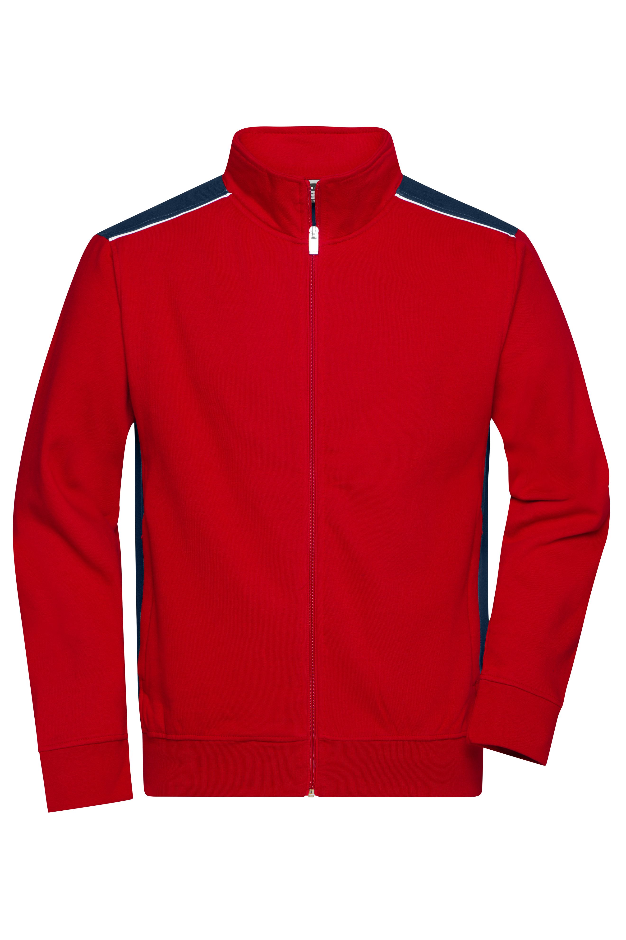 Men's Workwear Sweat Jacket - COLOR - JN870 Sweat-Jacke mit Stehkragen und Kontrasteinsätzen